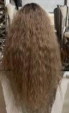 blonde Lace Front Wig Afro Wig Curly Afro Blonde Centre Part Lace Front Wig