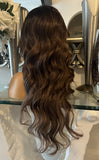 Beautiful centre part lace front wavy Blonde /auburn highlighted wig