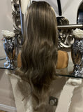 Brown face framing balayage wig