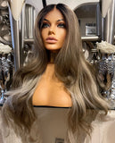 Brown face framing balayage wig