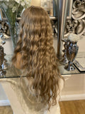 JESSICA- blonde human hair Blend Lace Front Wig Centre Part Ginger Golden Blonde Wig - Celebrity Hair UK