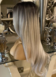 human hair wig blend ombre lace front Wig Grey Silver Wig Lace Celebrity Hair Uk - Celebrity Hair UK