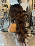Beautiful centre part lace front wavy Blonde /auburn highlighted wig