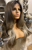Brown face framing balayage wig