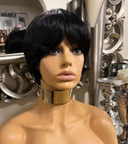 Black 100% Human Hair Hair Wig Short Hair Pixie Wig Bob Wig Short Cut Unisex Wig