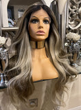 Brown face framing balayage wig