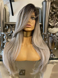 human hair wig blend ombre lace front Wig Grey Silver Wig Lace Celebrity Hair Uk - Celebrity Hair UK