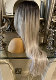 human hair wig blend ombre lace front Wig Grey Silver Wig Lace Celebrity Hair Uk - Celebrity Hair UK