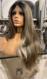 Brown face framing balayage wig
