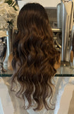 Beautiful centre part lace front wavy Blonde /auburn highlighted wig