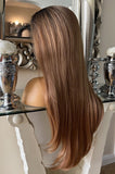 Auburn Human Hair Blend Lace Front Wig  360 Wig Dark Root 200 Density Lace Front