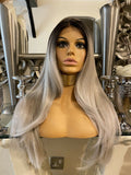 human hair wig blend ombre lace front Wig Grey Silver Wig Lace Celebrity Hair Uk - Celebrity Hair UK
