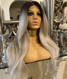 human hair wig blend ombre lace front Wig Grey Silver Wig Lace Celebrity Hair Uk - Celebrity Hair UK