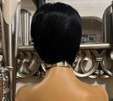 Black 100% Human Hair Hair Wig Short Hair Pixie Wig Bob Wig Short Cut Unisex Wig