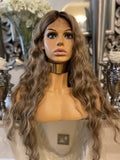 JESSICA- blonde human hair Blend Lace Front Wig Centre Part Ginger Golden Blonde Wig - Celebrity Hair UK