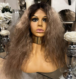 blonde Lace Front Wig Afro Wig Curly Afro Blonde Centre Part Lace Front Wig