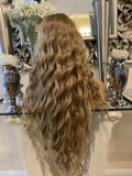 JESSICA- blonde human hair Blend Lace Front Wig Centre Part Ginger Golden Blonde Wig - Celebrity Hair UK