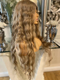 JESSICA- blonde human hair Blend Lace Front Wig Centre Part Ginger Golden Blonde Wig - Celebrity Hair UK