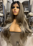 Brown face framing balayage wig