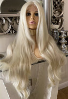 Blonde Human Hair Blend Wig 613