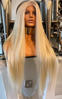 Blonde Human Hair Blend Wig 613 Blonde Lace Front Wig Bleach Blonde Wig