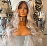 Beautiful rooted creamy ash blonde wig