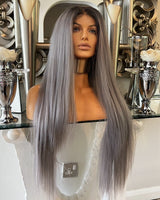 Grey Lace Front Wig 180 Density Transparent