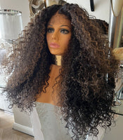 Blonde Lace Front Wig Curly Wig Afro lace front Wig Brown Afro Curly Wig
