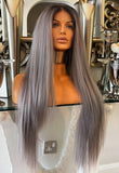 Grey Lace Front Wig 180 Density Transparent