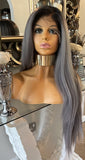 Grey Lace Front Wig 180 Density Transparent