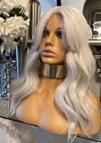 Platinum Blonde Lace Front Wig Transparent Lace Centre Part Icy Grey Platinum