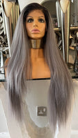 Grey Lace Front Wig 180 Density Transparent