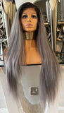 Grey Lace Front Wig 180 Density Transparent