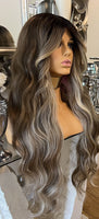 QUEEN BEY Blonde Lace Front Wig Centre Part Balayage