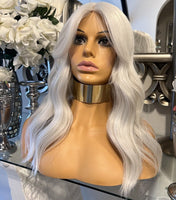 Platinum Blonde Lace Front Wig Transparent Lace Centre Part Icy Grey Platinum