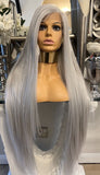 Platinum Blonde Grey Lace Front Wig 180 Density Luxury Hair Grey Wig