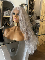 Platinum Blonde Lace Front Wig Transparent Lace 180 Density Luxury Hair Grey Wig