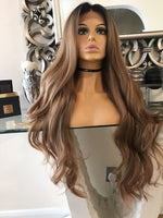 Cinderella human hair Blend Wig lace front Wig Auburn Chestnut Lace Front 360 Lace Wig