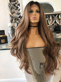 Cinderella human hair Blend Wig lace front Wig Auburn Chestnut Lace Front 360 Lace Wig