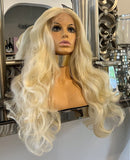 Blonde Lace Front Wig Transparent Lace Wig Wavy Blonde Wig Centre Part Lace Wig