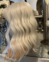 Platinum Blonde Lace Front Wig Transparent Lace Centre Part Icy Grey Platinum