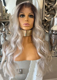 Beautiful rooted creamy ash blonde wig