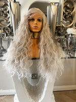 Platinum Blonde Lace Front Wig Transparent Lace 180 Density Luxury Hair Grey Wig