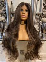 Brown Lace Front Wig Transparent Lace Front Brown Wig Blonde Highlight Wig