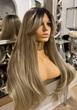 Mandy extra length Blonde Curly Lace Front Platinum Blonde Wig