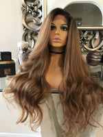 Cinderella human hair Blend Wig lace front Wig Auburn Chestnut Lace Front 360 Lace Wig