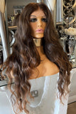 Brown Lace Front Wig Ombré Auburn Brown Wig Bodywave Wig Natural Hair Lace Front