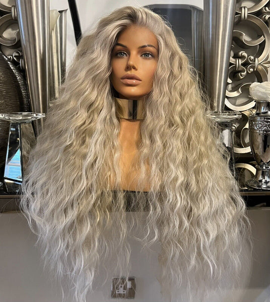 Blonde Curly Lace Front Platinum Blonde Silver Wig  Afro Lightweight Natural Wig