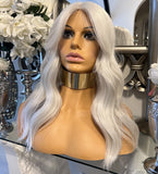 Platinum Blonde Lace Front Wig Transparent Lace Centre Part Icy Grey Platinum