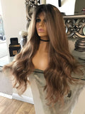 Cinderella human hair Blend Wig lace front Wig Auburn Chestnut Lace Front 360 Lace Wig